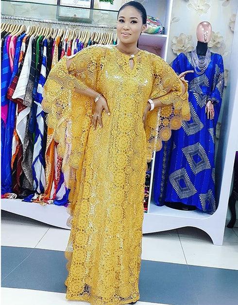Elegant Dubai Abaya in Maxi Length with African Design